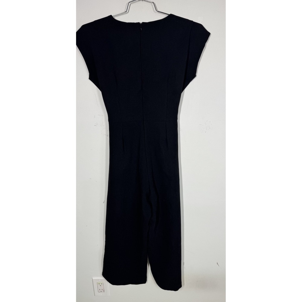 ETT:Twa Anthropologie Black Cap Sleeve Wide Leg Cropped Tie Waist Jumpsuit Sz S - Picture 4 of 10